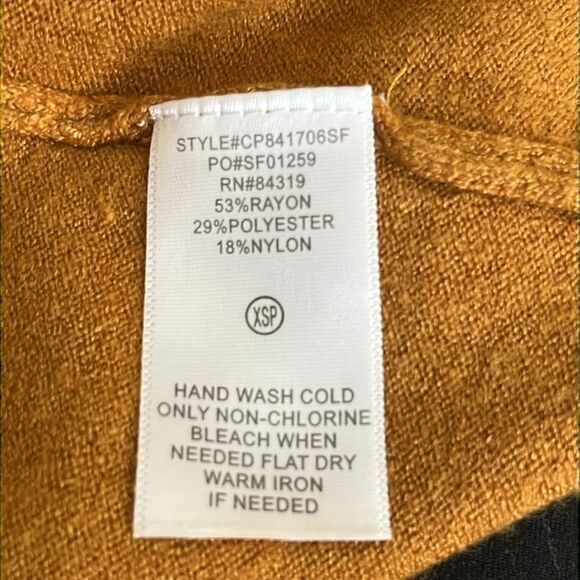 Evolution women’s cardigan Size XSP golden mustard inclusive scalloped trim NWOT - Picture 5 of 10